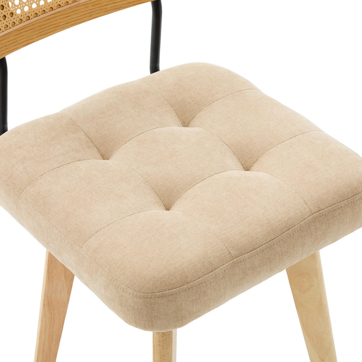 STUHL-SET 2 Stück, 360° drehbar, Rattan-Rückenlehne, DE-42279, Khaki - Sandfarben, Metall (50/77/43cm) - ComfortXL