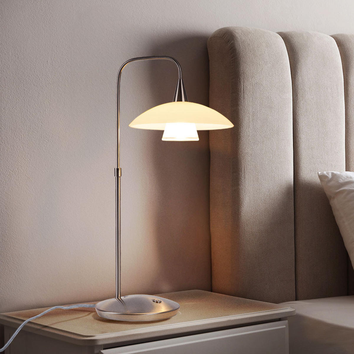 LED TISCHLEUCHTE Metall Silber Weiß - Silberfarben, Glas (27/27/45cm)