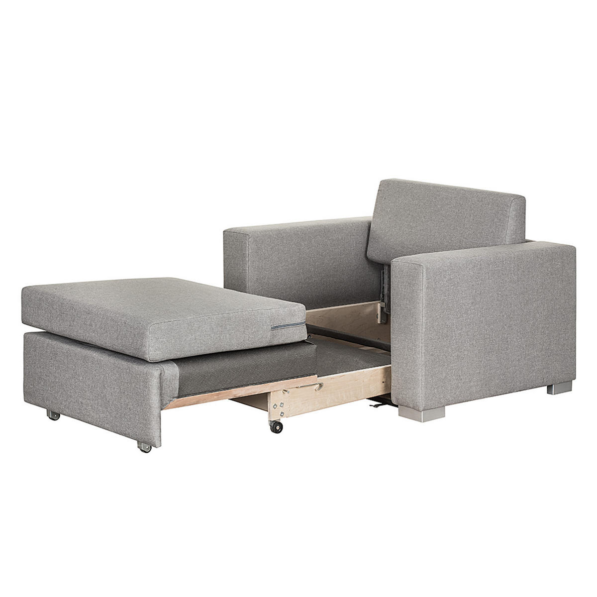 SCHLAFSESSEL - Silberfarben/Grau, Textil (110/90/90cm) - home24