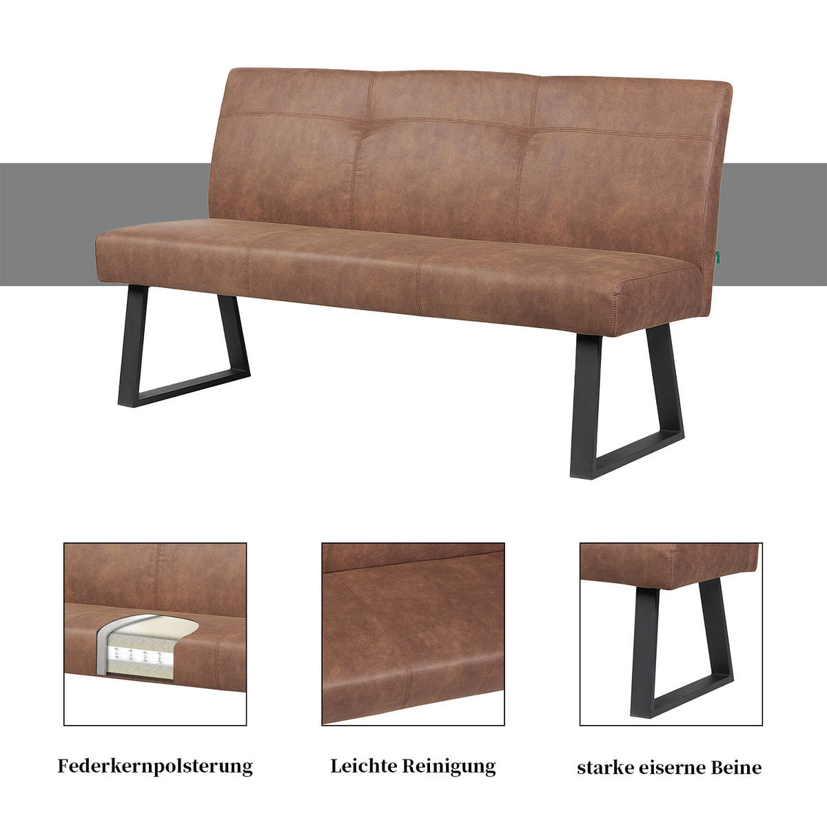 SITZBANK JOYCE - Braun, Metall (160/91/66cm) - DUBI Möbel