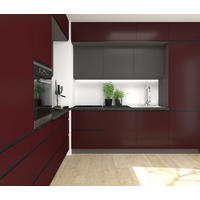 ECKKÜCHE Velden lava / rubinrot 240 / 240 / 243cm 22-teilig - Rot/Grau, Holzwerkstoff (240/243/240cm) - Feldmann-Wohnen