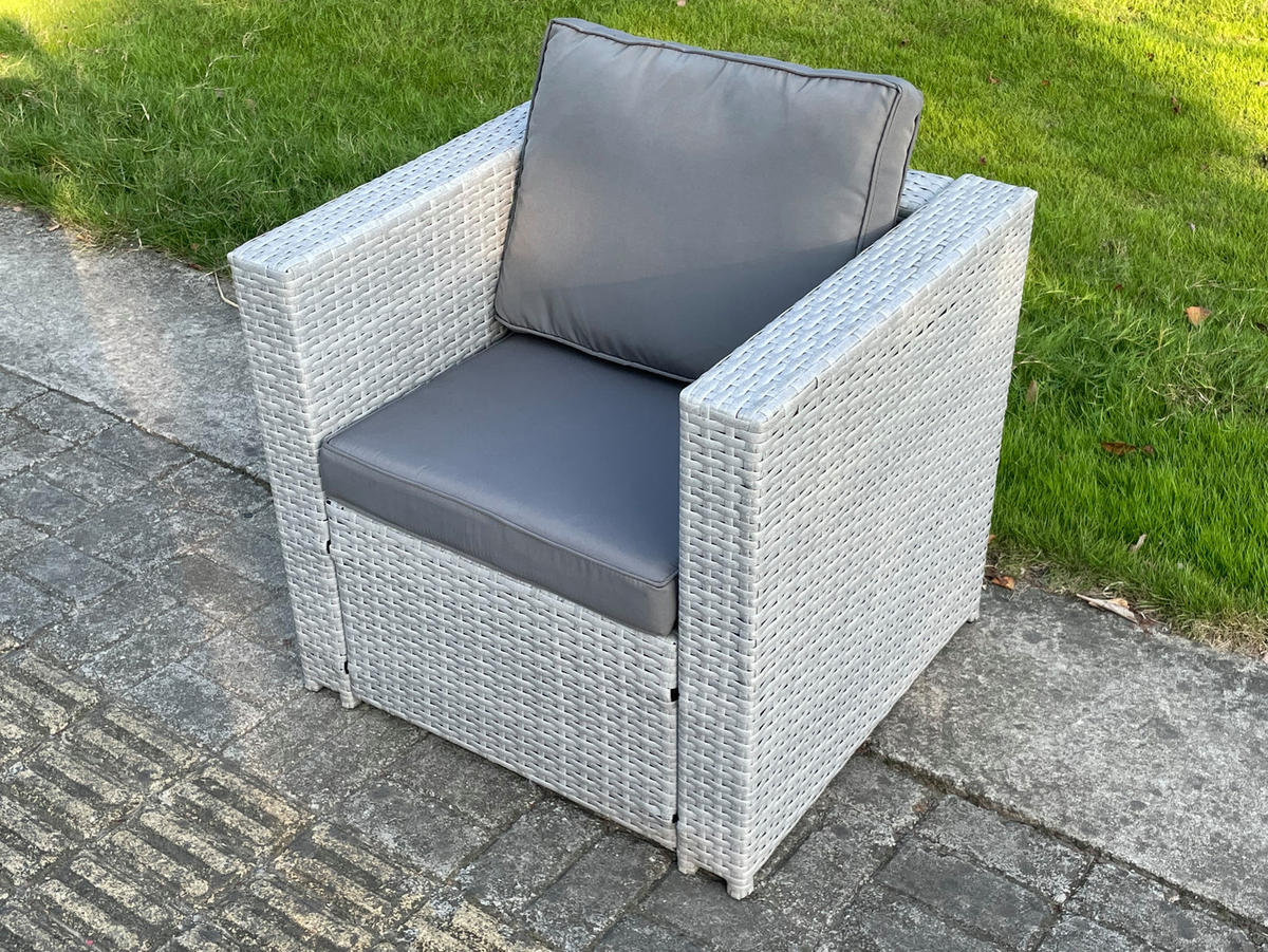 GARTENSESSEL Polyrattan Helles Grau - Hellgrau, Metall (74/66/65cm) - Fimous