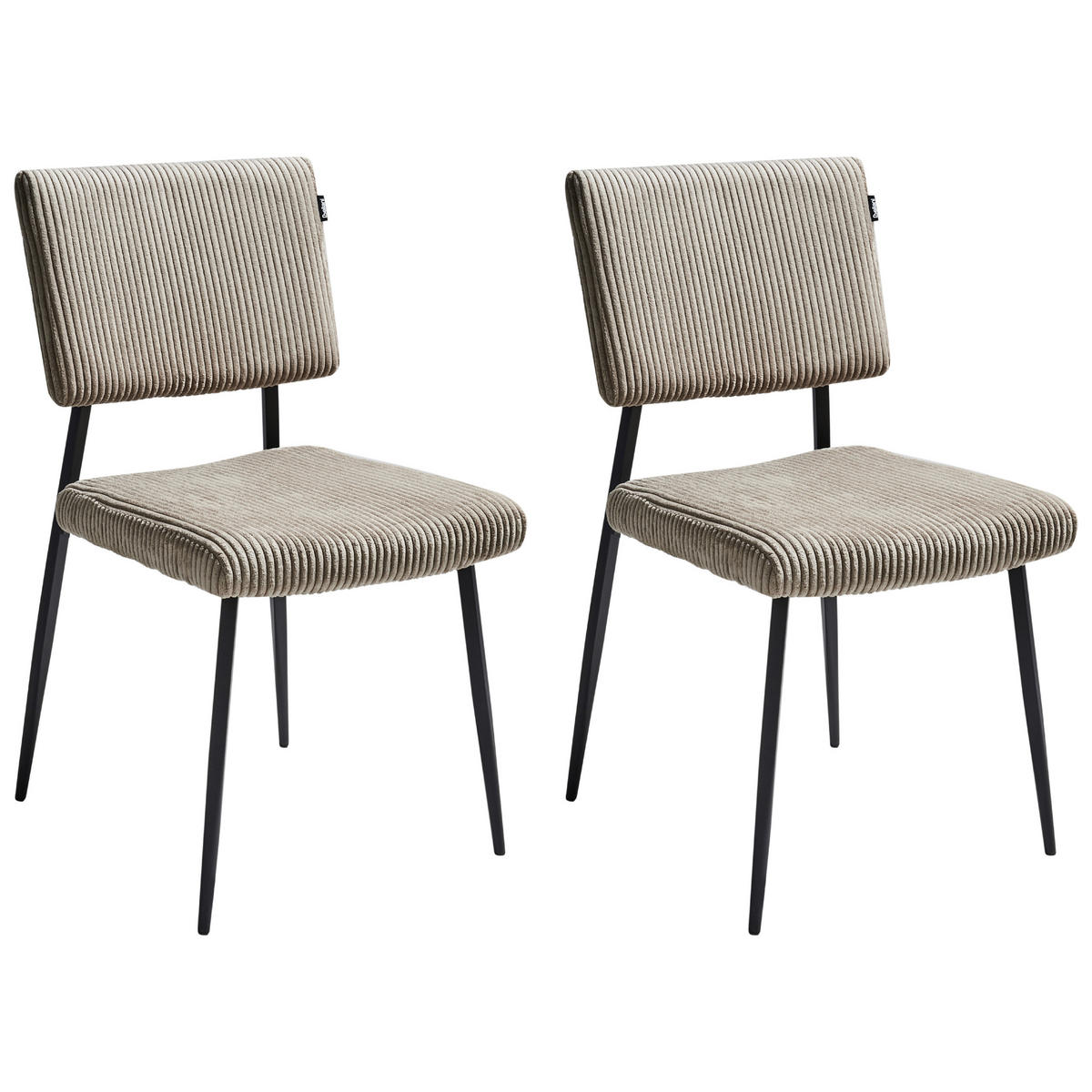ESSZIMMERSTUHL 2er-Set Taupe Sturgis - Taupe/Schwarz, Textil (47/87/54cm) - Beliani