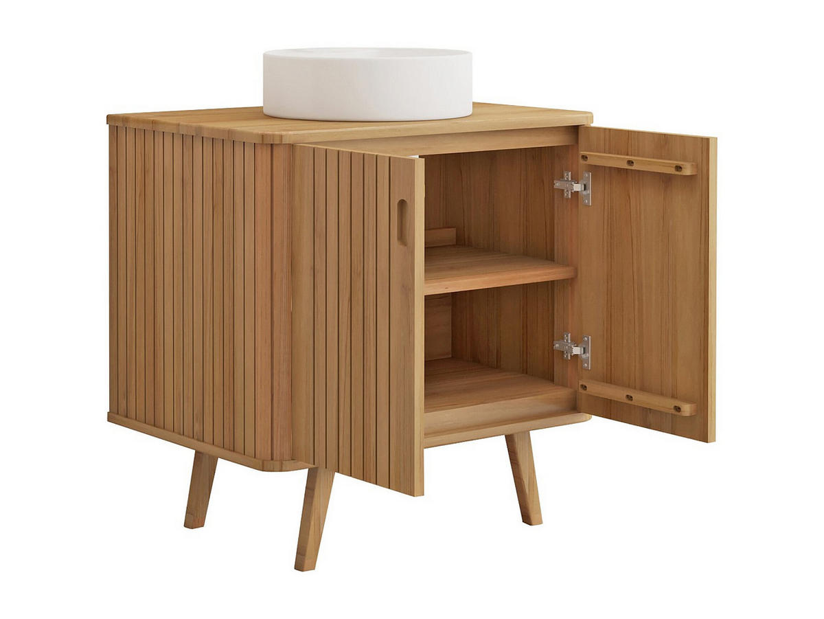 EINZELWASCHTISCH - 80 cmcm x 55 cmcm - Holz, Platte - Naturfarben Hell - WAMENA - Naturfarben, Holz (80/80/55cm) - Vente-Unique