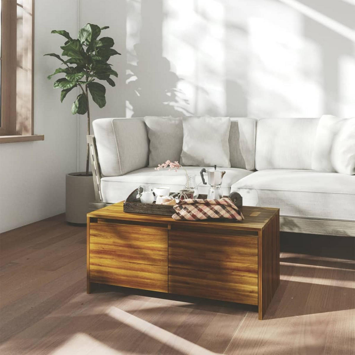 COUCHTISCH Braun Eichen-Optik 90x50x41,5 cm Holzwerkstoff - Braun, Holzwerkstoff (90/50/41.5cm) - furnicato