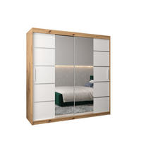 SCHWEBETÜRENSCHRANK 200/200/62 2-türig - Silberfarben/Weiß, Holz/Kunststoff (200/200/62cm) - MÖBEL KRYSPOL