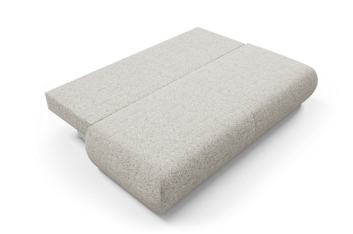 BETTSOFA DELTA Beige Geflochtener Stoff mit Schlaffunktion - Beige, Holz (214/74/100cm) - MASSENO