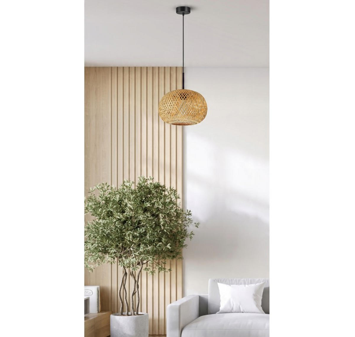 PENDELLEUCHTE BOHO - Beige, Holz/Metall (28/28/100cm) - kiki design
