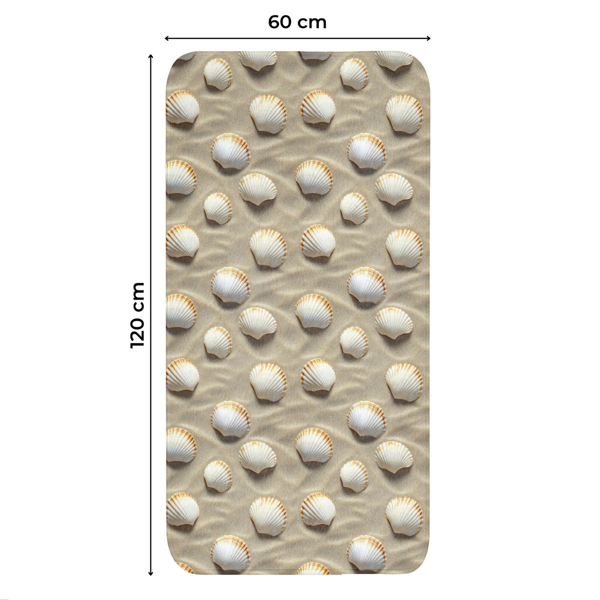 WC PŘEDLOŽKA Mušle - Písek - Námořní 60x120 cm - písková barva, textil/plast (60/1cm) - OnlyWow