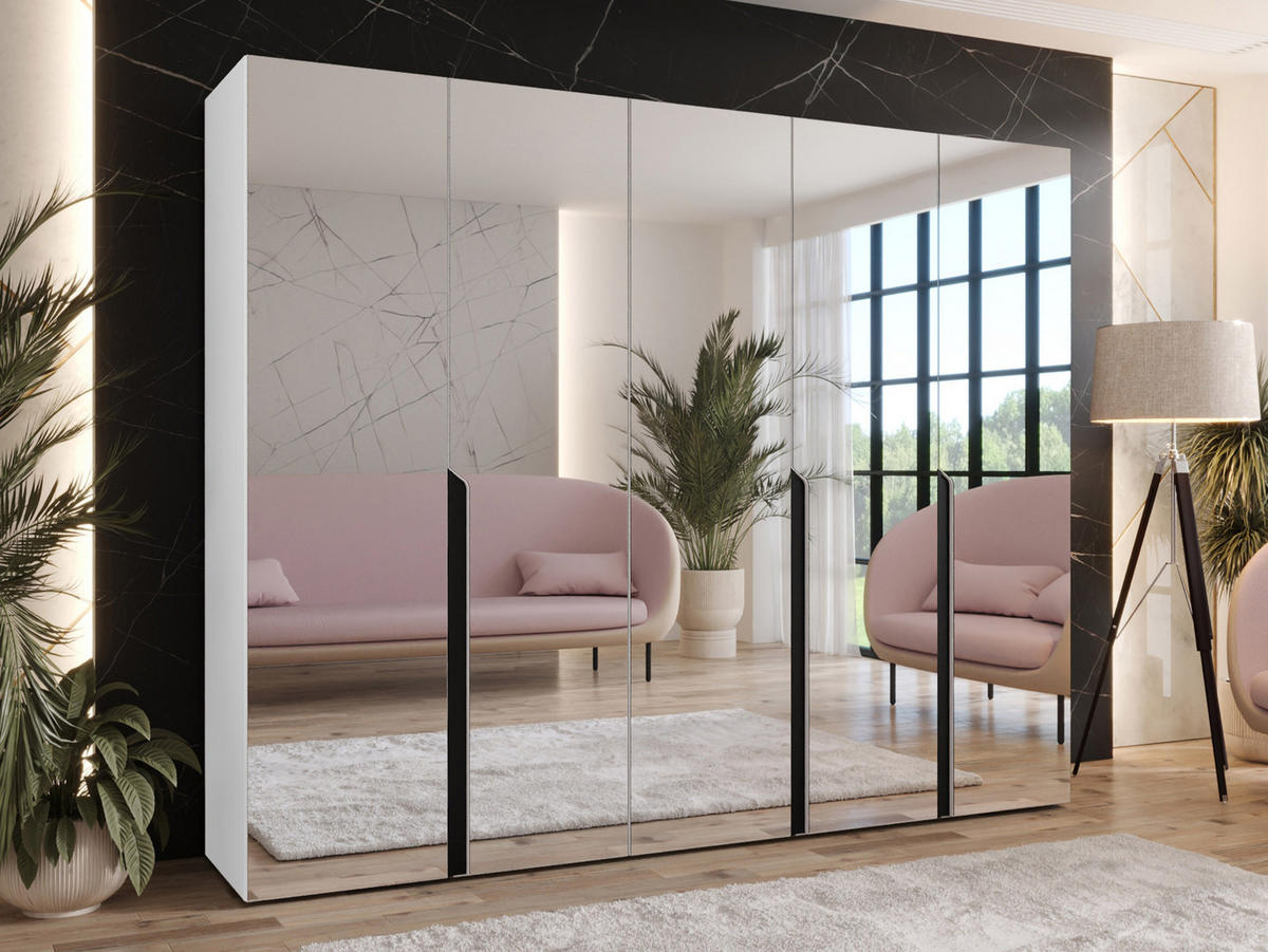 DREHTÜRENSCHRANK Mila III 250 - Schwarz/Weiß, Holzwerkstoff/Kunststoff (250/202/52cm) - MIRJAN24