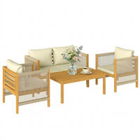 GARTENSET DE-13511 4-teilig mit Akazienholz & Seil Natur - Beige, Holz - ComfortXL