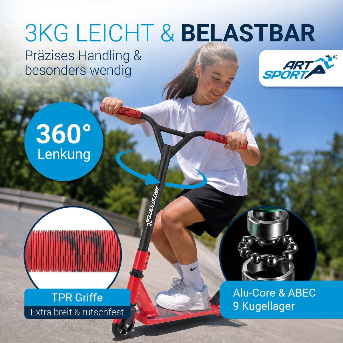 STUNTSCOOTER Red Smoke - Rot, Metall (66/47/84cm) - Artsport