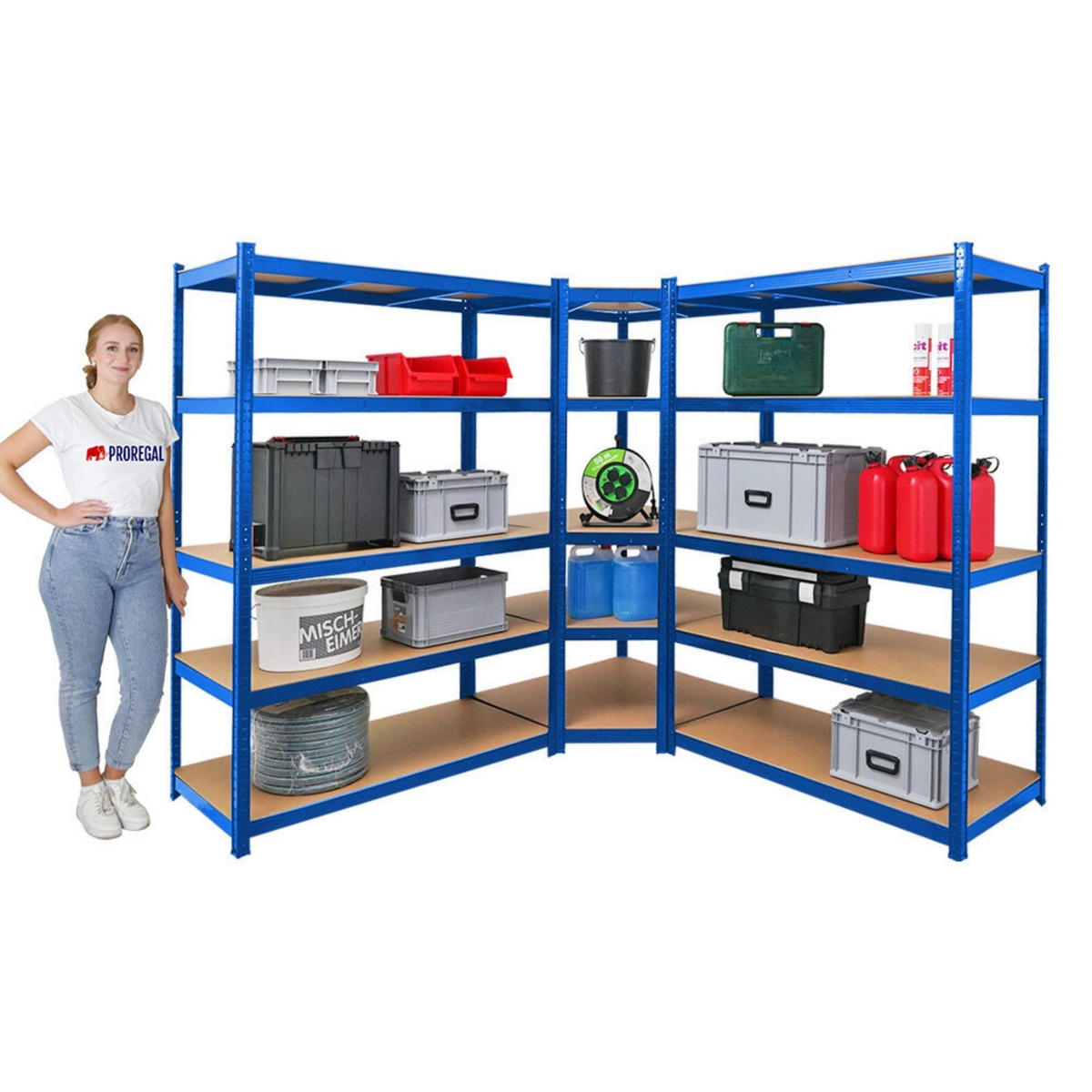 ECKREGAL Ragnar 2er-Set mit Schwerlastregal Taurus 180x210x60 cm Fachlast 175 kg Blau - Blau, Metall (120/180/60cm) - PROREGAL