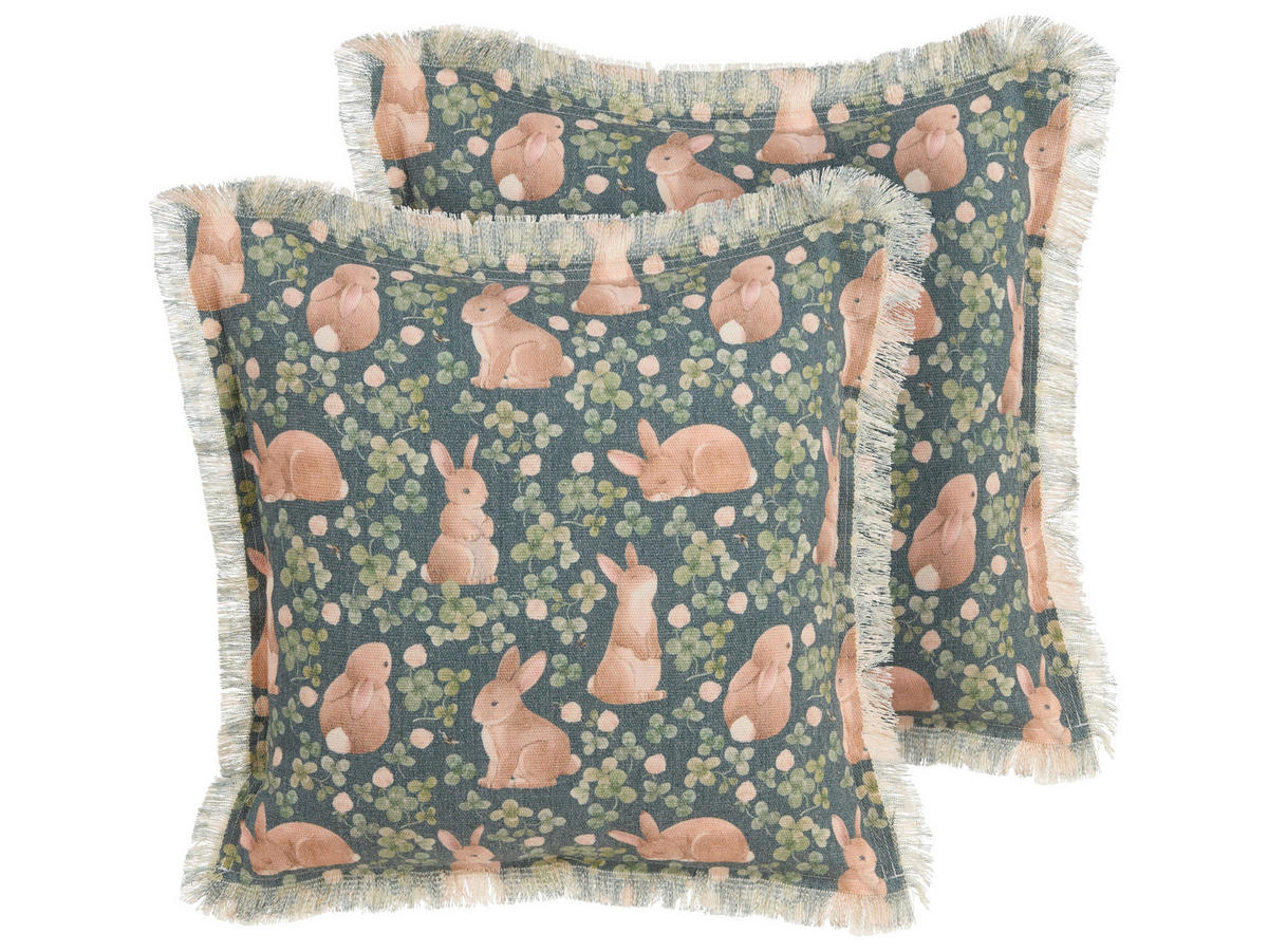 DEKOKISSEN 2er-Set Grün 45/45 cm Alstroemeria - Grün, Naturmaterialien/Textil (45/45cm) - Beliani