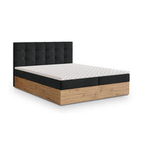 BOXBETT MOLVEN 160x200 cm mit Matratze und Topper - Schwarz - Schwarz, Holz (160/200cm) - MASSENO
