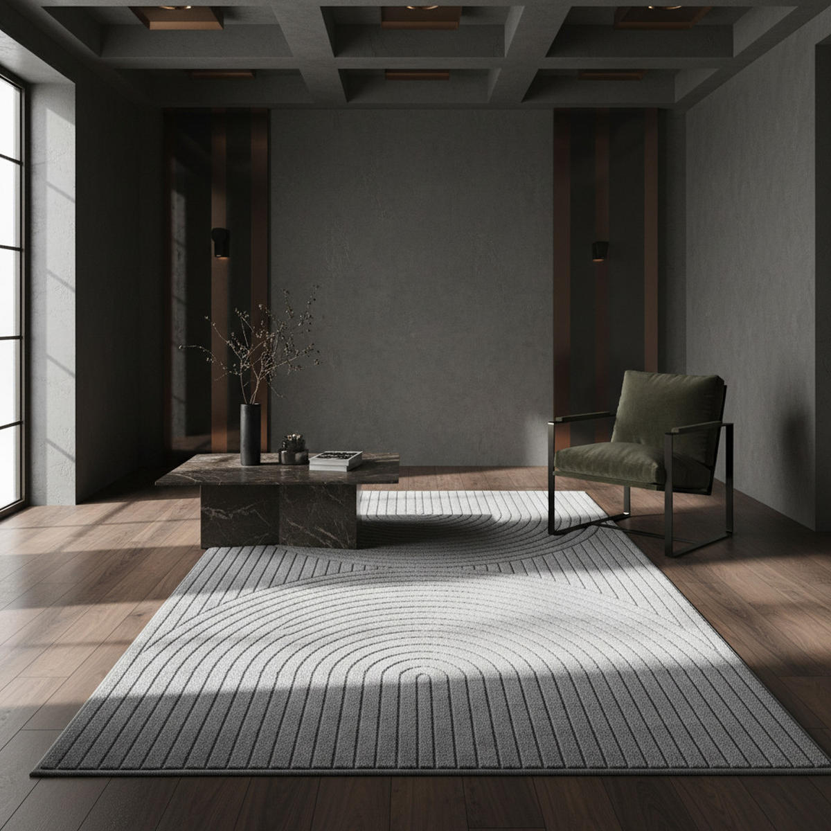 TEPPICH In-/Outdoor Kurzflor Skandi 3D-Design Polypropylen Balkon Silber Läufer 80x250 - Silberfarben, Textil (80/250cm) - KADIMA DESIGN