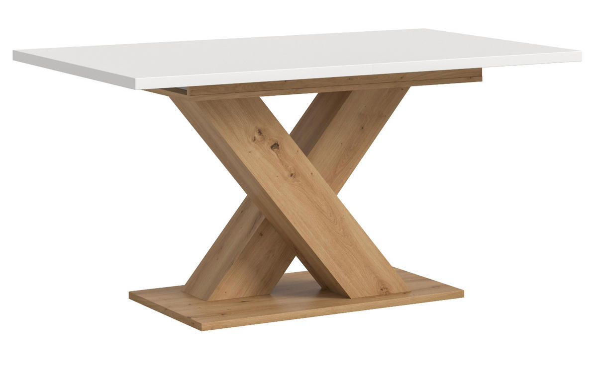 ESSTISCH weiß, Eiche Artisan, Küchentisch ausziehbar 150 - 190 cm - Eiche Artisan/Weiß, Holzwerkstoff/Metall (150/90/76cm) - Inn.Furn