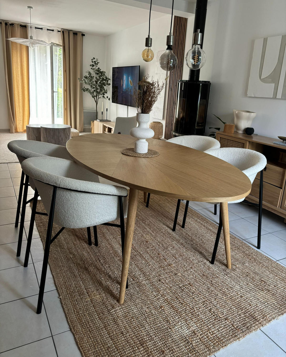 JÍDELNÍ ŽIDLE sada 2 ks Bouclé krémově bílá/černá Ames - bílá/černá, textil (59/80/56cm) - Beliani