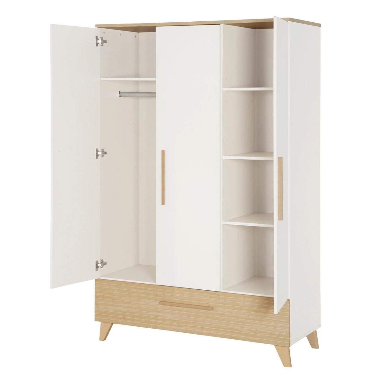 KINDERKLEIDERSCHRANK Theo - Eichefarben/Weiß, Holz/Holzwerkstoff (118/190/52cm) - Roba