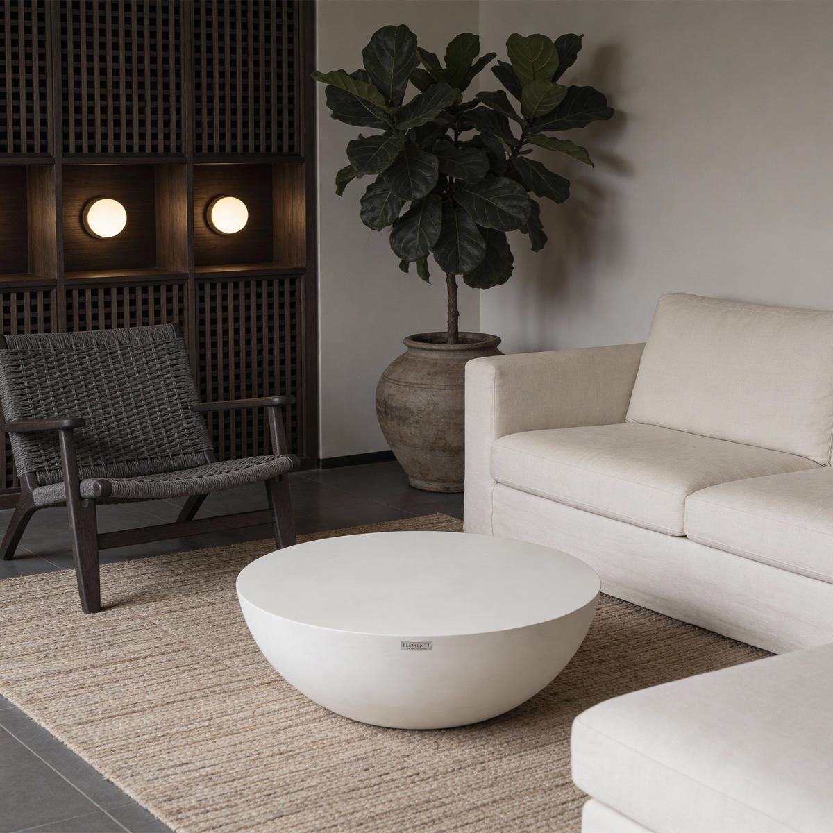 COUCHTISCH CHRONOS aus Beton Groß 107 x 107 x 39.5 cm - Creme, Naturmaterialien (107/107/39.5cm) - Elementi