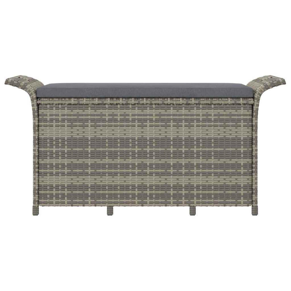 GARTENBANK mit Kissen Grau 116x46x57 cm Poly Rattan - Grau, Kunststoff (116/57/46cm) - furnicato