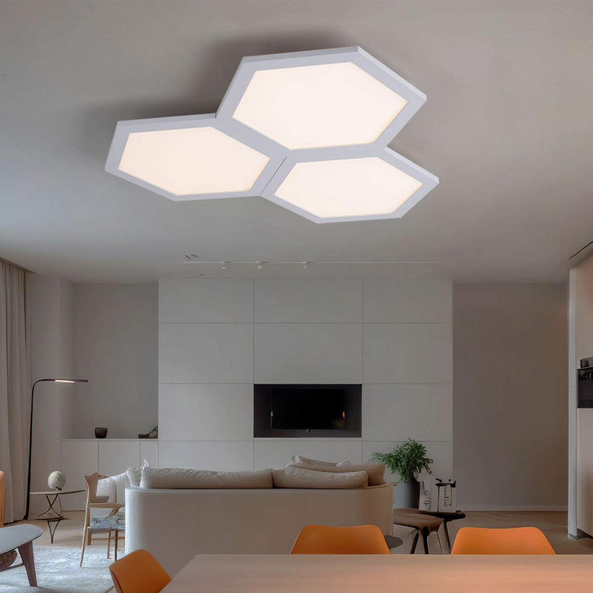 LED DECKENLEUCHTE Metall Weiß Opal - Weiß, Metall (52/52/4.2cm) - Globo Lighting