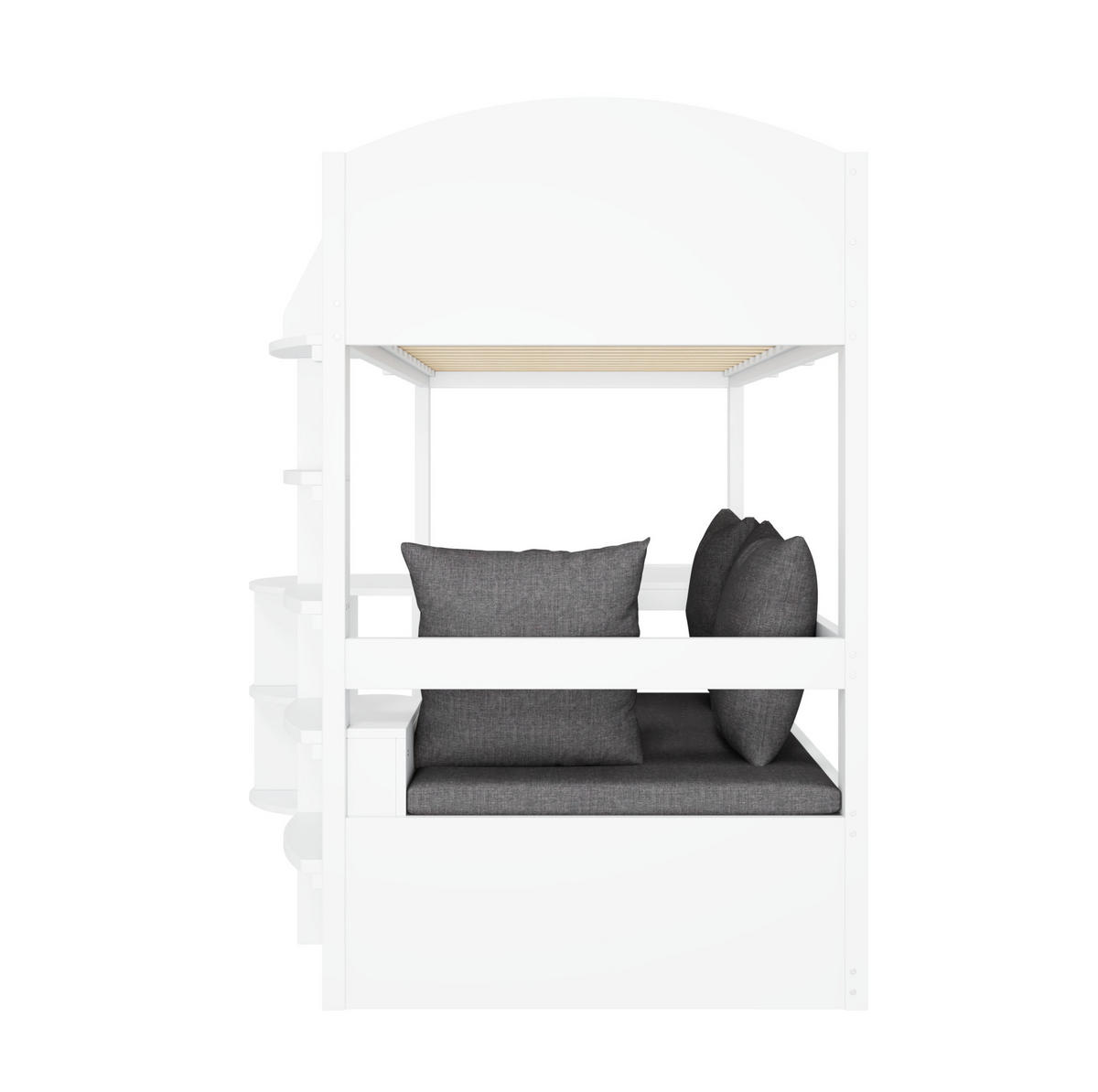 HOCHBETT 90/200 cm aus Massivholz mit Ausziehtisch und Stauraumsofa Weiß - Weiß, Holzwerkstoff (90/200cm) - Modenvie