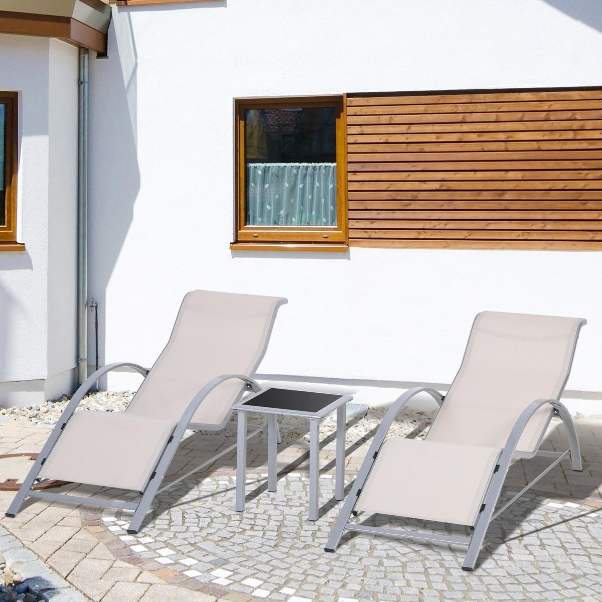 GARTENLIEGE Cremefarben 2 Stück - Beige, Metall (169/66/59cm) - GiPP