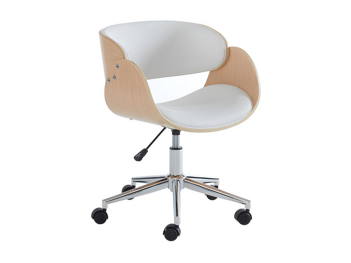 BÜROSTUHL ohne Armlehnen - 53 cm x 52 cm - kunstleder - naturfarben hell, weiß Jelsa - Naturfarben/Weiß, Leder (53/85/52cm) - Vente-Unique