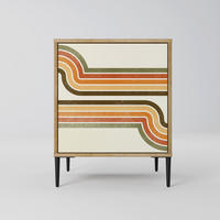 SIDEBOARD EXCEPTIONAL STREAM, Eichefarben, 57,5x42x72,5 cm, Schwarze Metallfüße - Eichefarben/Multicolor, Holzwerkstoff/Metall (57.5/72.5/42cm) - SpaceRebels