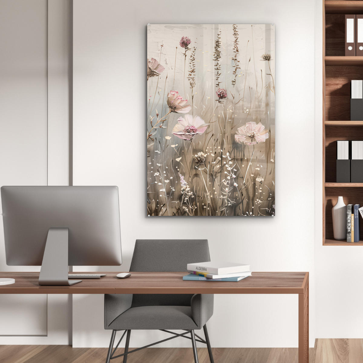 ACRYLGLASBILD Blumen - Rosa - Modern - Beige 60x90 cm - Beige, Glas (60/90cm) - MuchoWow