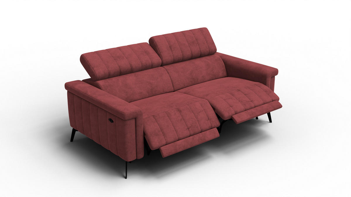 RELAXSOFA NORDEL 3-Sitzer, bordeaux - Bordeaux/Schwarz, Holz/Textil (194/80/105cm) - Courtois Laville