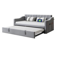 POLSTERBETT 90/190 cm aus Samtstoff mit USB-Ladeports, Hellgrau - Hellgrau, Textil (90/190cm) - OKMYHOME