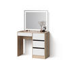SCHMINKTISCH Imola Sonoma 90 cm mit LED-Spiegel - Weiß/Sonoma Eiche, Holzwerkstoff (90/75/40cm) - Livinity®