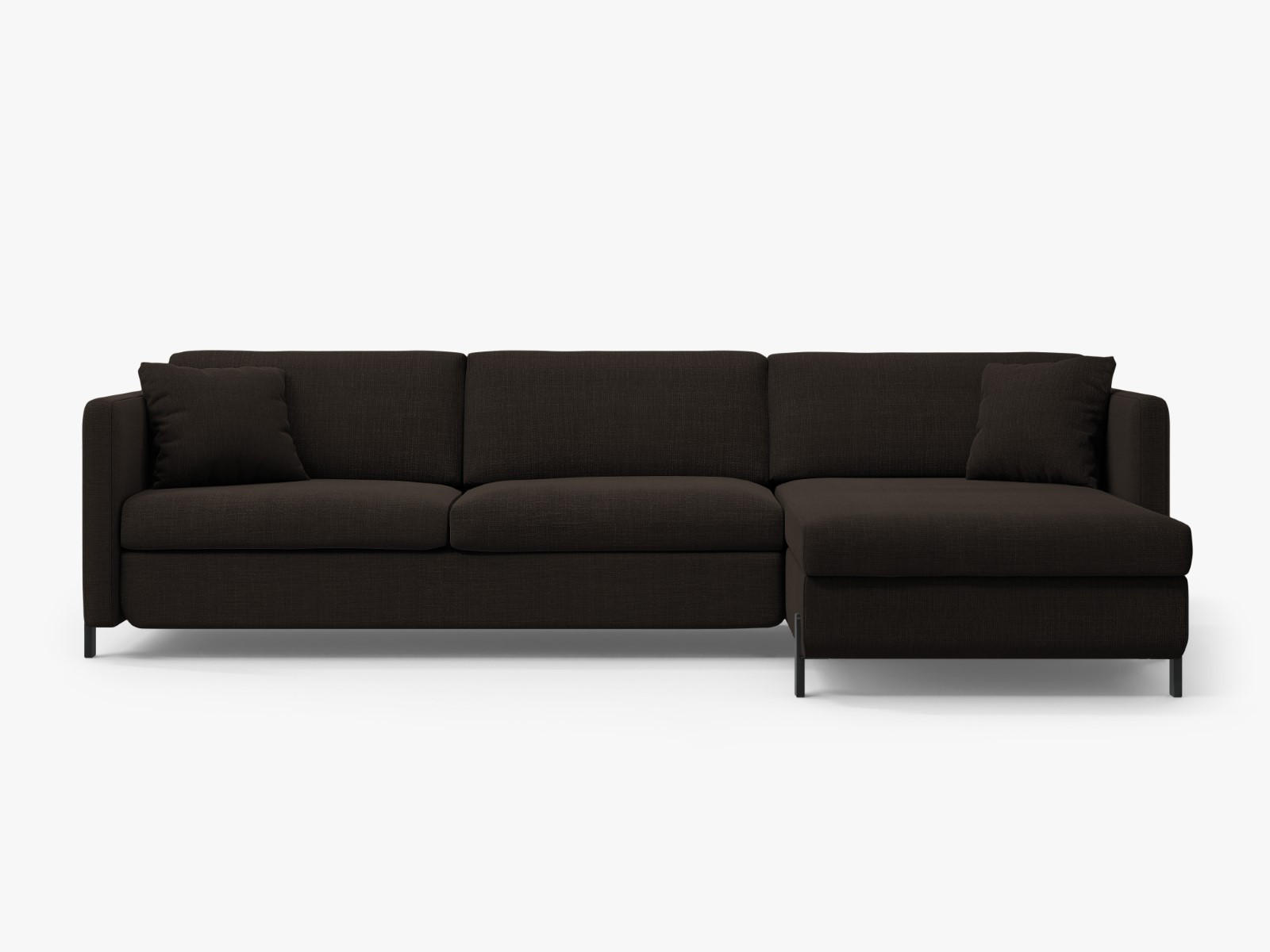 ECKSOFA ausklappbar rechts mit Container Gloria aus strukturiertem Stoff dunkelgrau 4 Sitzplätze - Dunkelgrau, Textil (170/260cm) - Micadoni