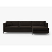 ECKSOFA ausklappbar rechts mit Container Gloria aus strukturiertem Stoff dunkelgrau 4 Sitzplätze - Dunkelgrau, Textil (170/260cm) - Micadoni