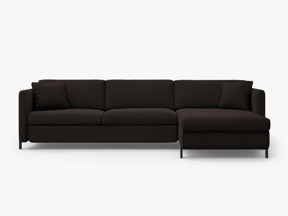 ECKSOFA ausklappbar rechts mit Container Gloria aus strukturiertem Stoff dunkelgrau 4 Sitzplätze - Dunkelgrau, Textil (170/260cm) - Micadoni
