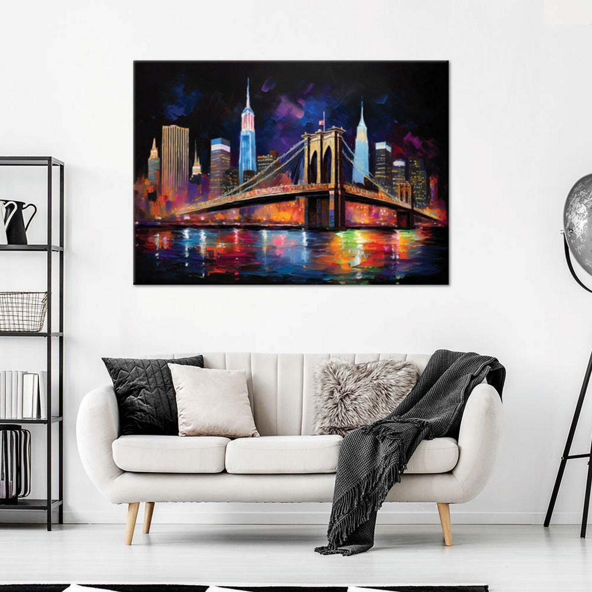 WANDBILD stadt abstrakte brücke new york - Multicolor, Textil (60/40cm) - Feeby