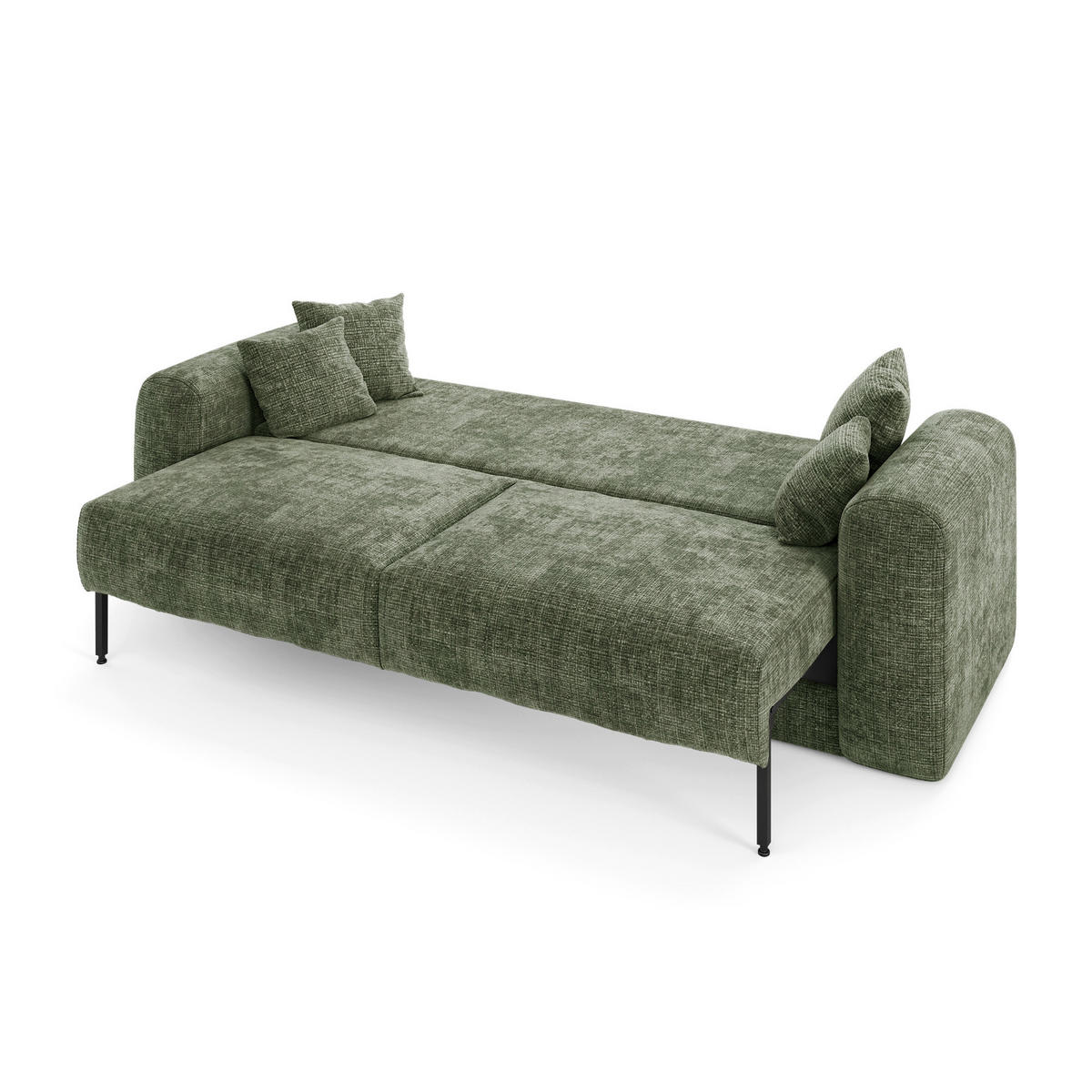 SCHLAFSOFA mit Stauraum in Nussbaum RIO Geprägter Samt Smaragdgrün 250cm - Smaragdgrün/Grün, Textil (250/90/95cm) - Sia Home