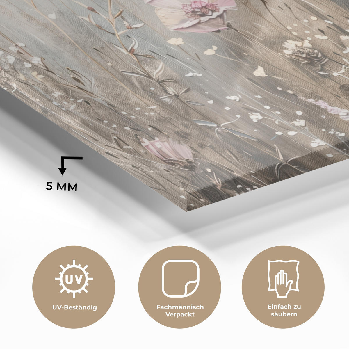 OBRAZ NA AKRYLOVOM SKLE Kvety - Ružová - Moderné - Béžová 120x60 cm - béžová, sklo (120/60cm) - MuchoWow