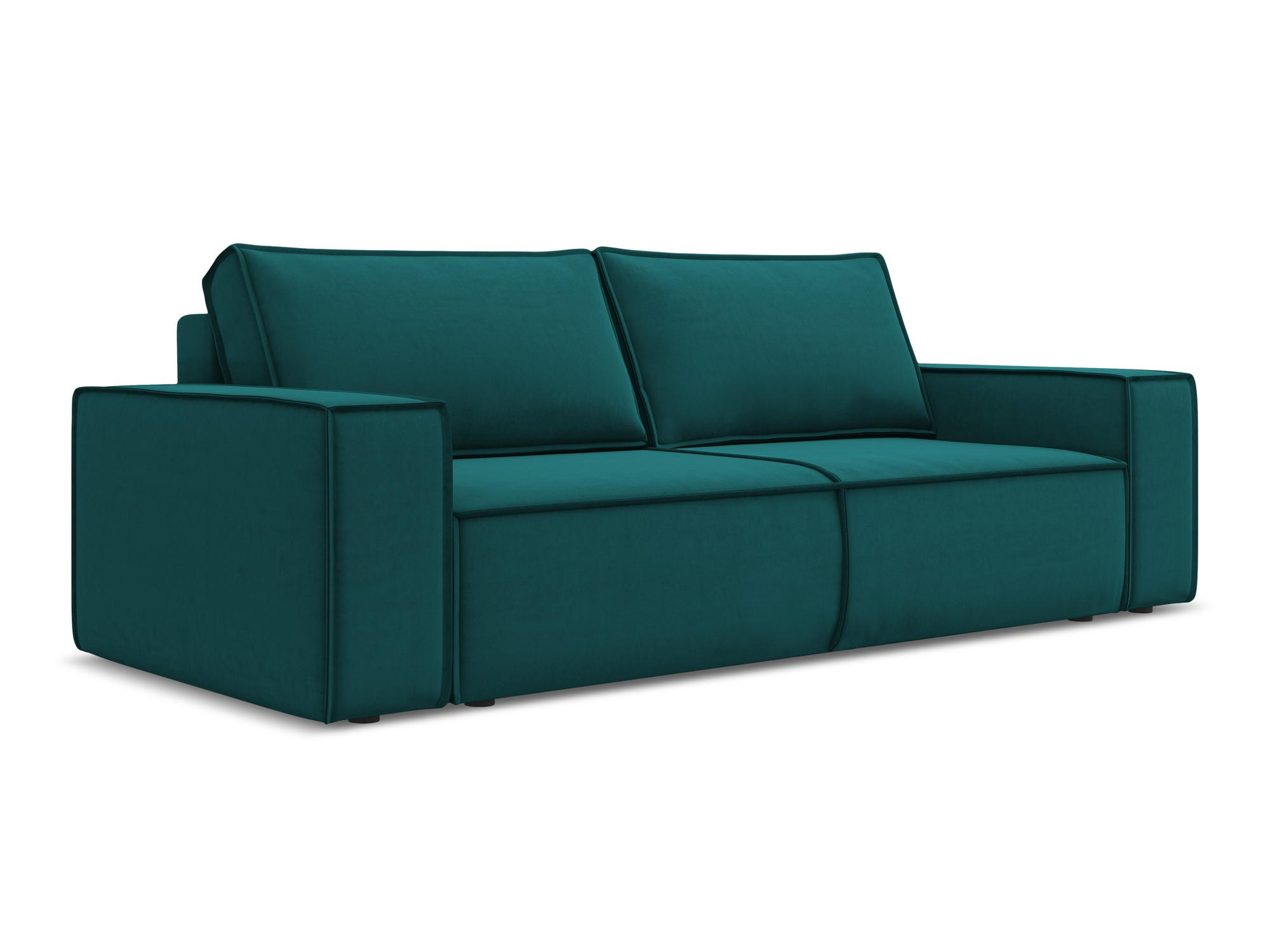3-SITZER SOFA mit Schlaffunktion Samt Stoff Blau - Blau/Petrol, Kunststoff/Textil (255/85/105cm) - Makamii