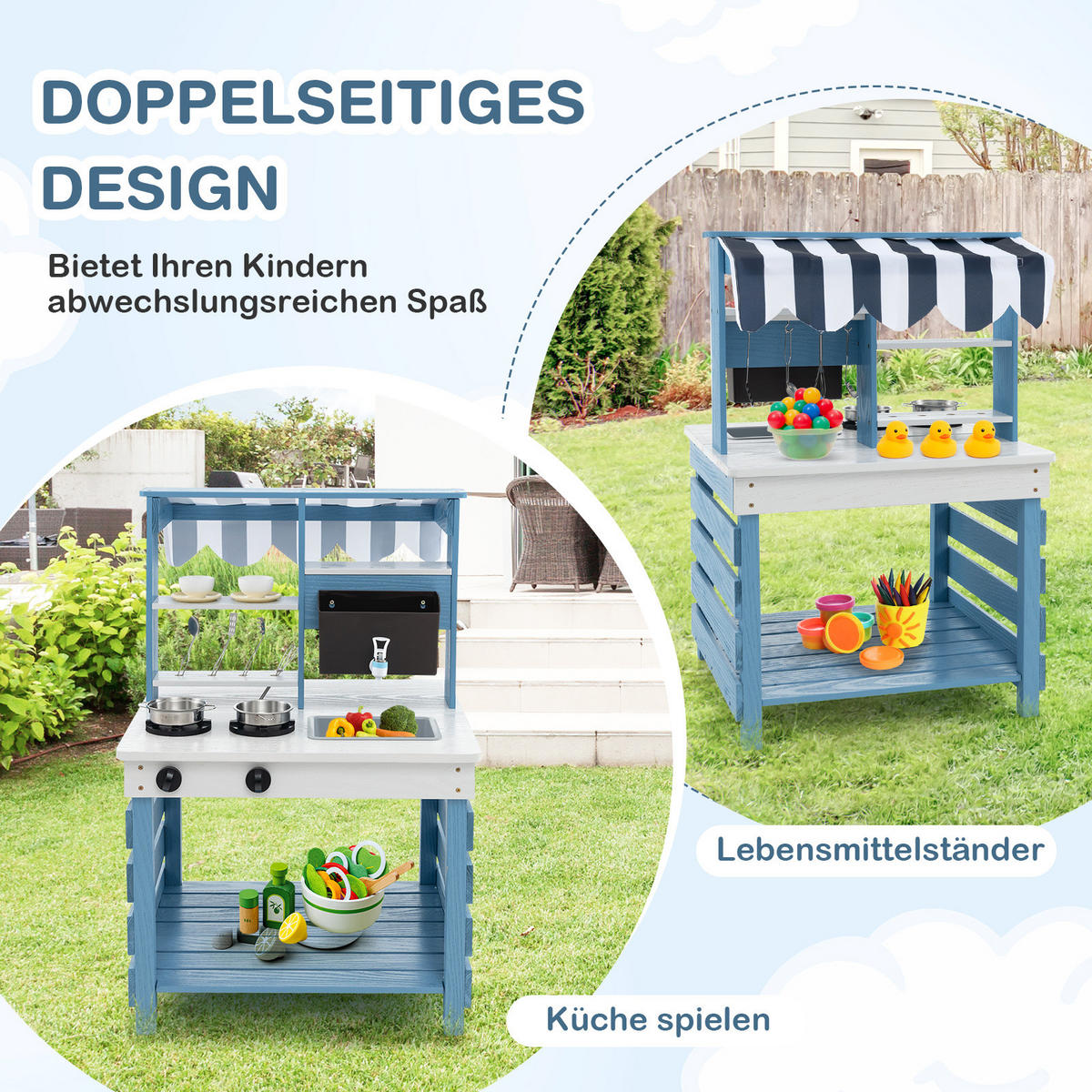 KINDERKÜCHE Blau - Blau, Kunststoff (56/87/58cm) - COSTWAY