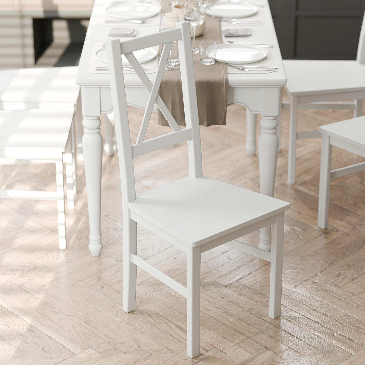 HOLZSTUHL für das Esszimmer ROMA, weiß - Weiß, Holzwerkstoff (43/95/40cm) - Idohome