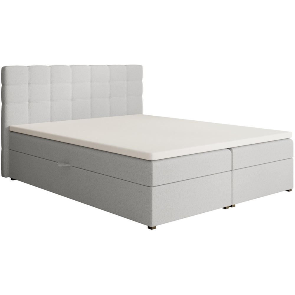 POLSTERBETT Topiq I 164/203/103 hellgrau, Bouclé-Stoff - Hellgrau, Holzwerkstoff (160/200cm) - Beautysofa