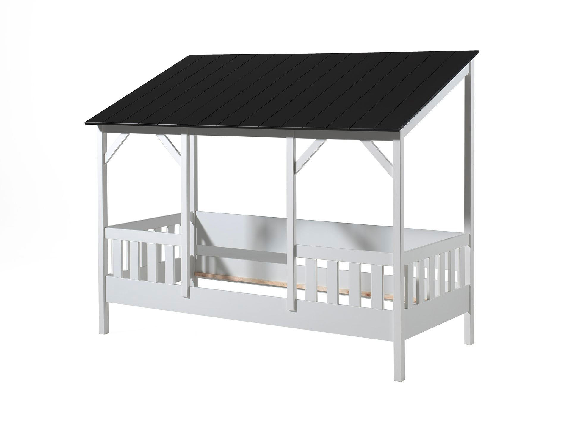 HAUSBETT Kata 214x174x105 aus MDF+Massivholz in Weiß/Schwarz - Schwarz/Weiß, Holzwerkstoff (90/200cm) - 58aufmkessel