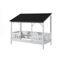 HAUSBETT Kata 214x174x105 aus MDF+Massivholz in Weiß/Schwarz - Schwarz/Weiß, Holzwerkstoff (90/200cm) - 58aufmkessel