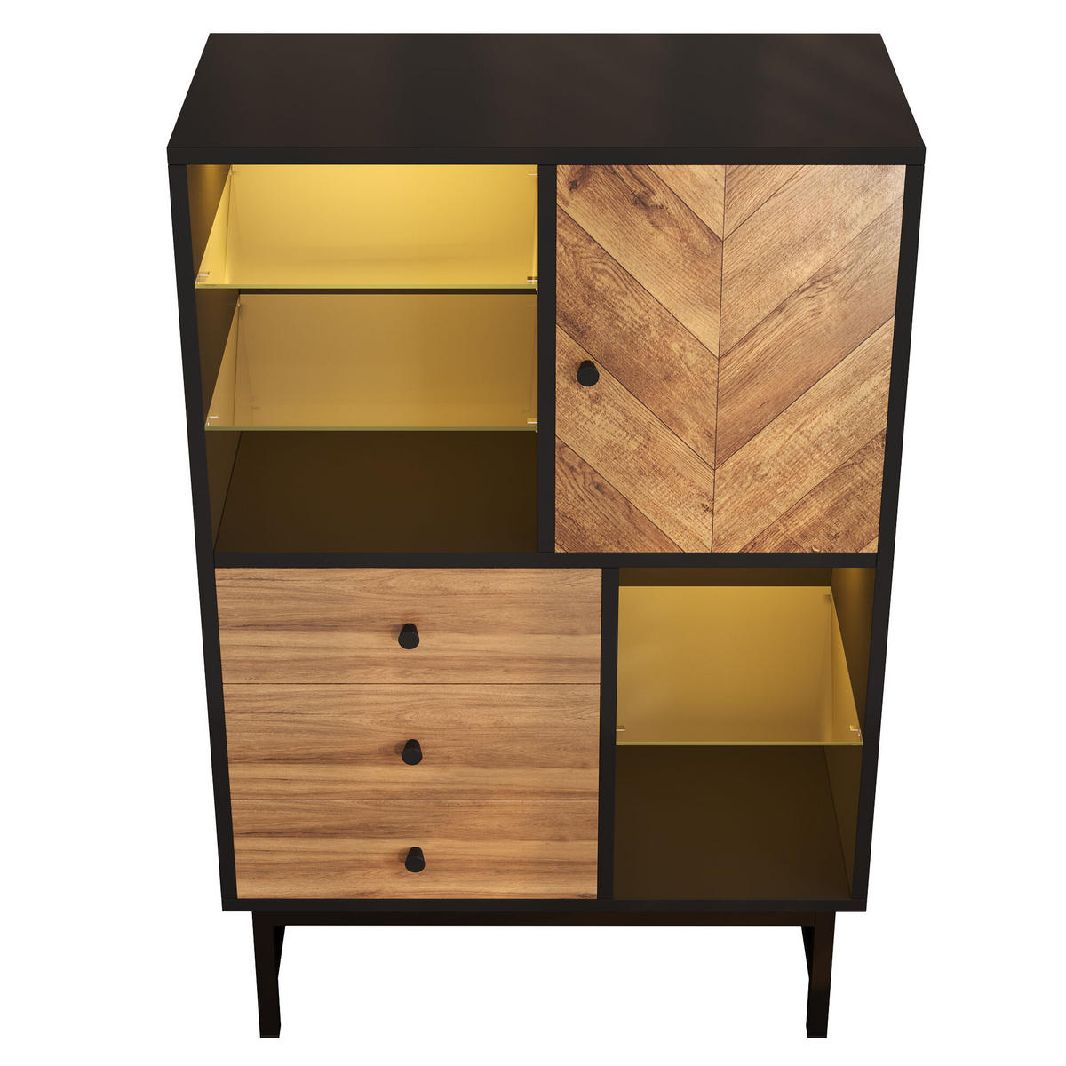 HIGHBOARD Schwarz 80/40/120,5 cm - Schwarz, Holzwerkstoff (40/120.5/80cm) - Urban Meuble