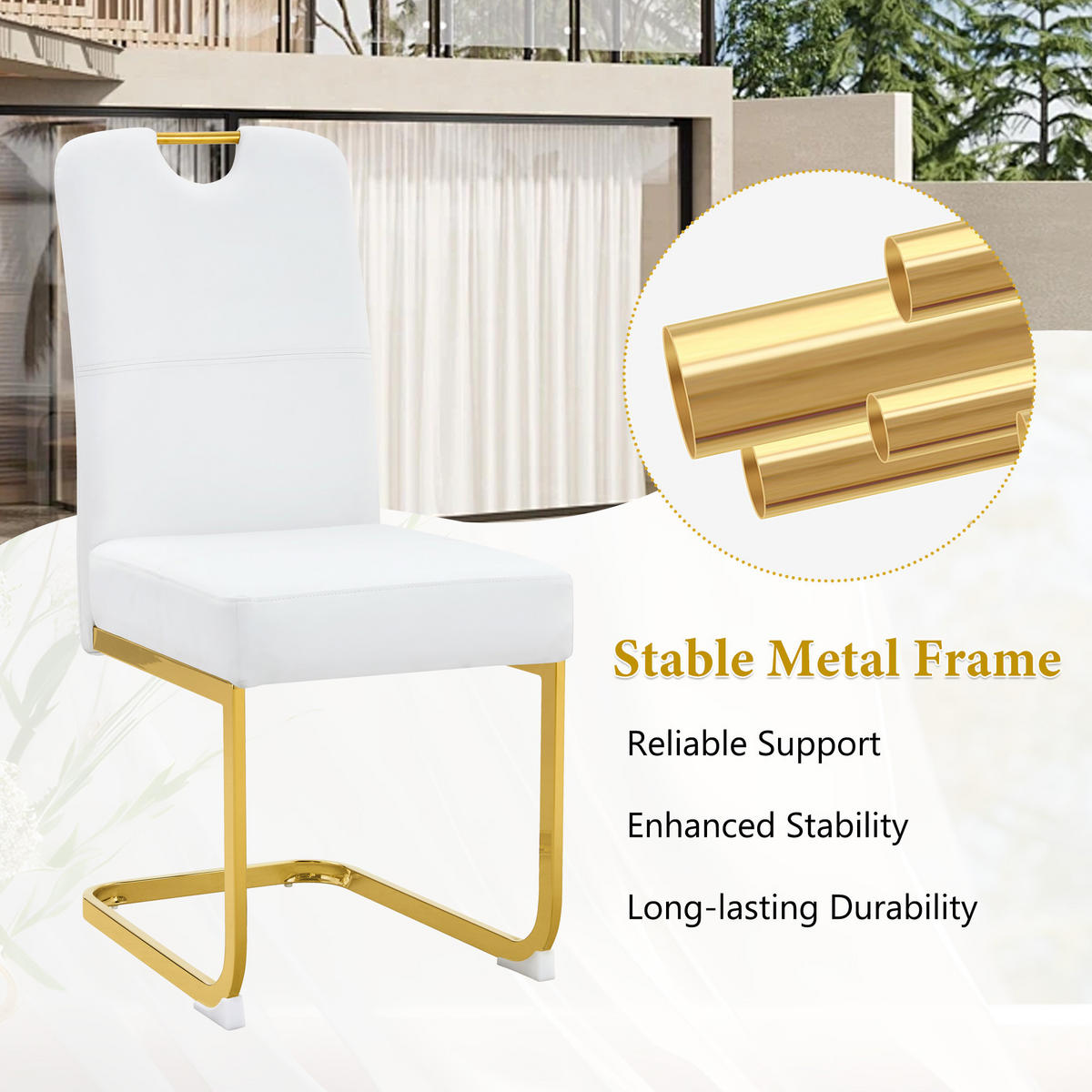 SCHWINGSTUHL DE-36779 2er-Set mit Federkernpolsterung und ergonomischem Design Weiß - Goldfarben/Weiß, Metall (43/97/56cm) - ComfortXL