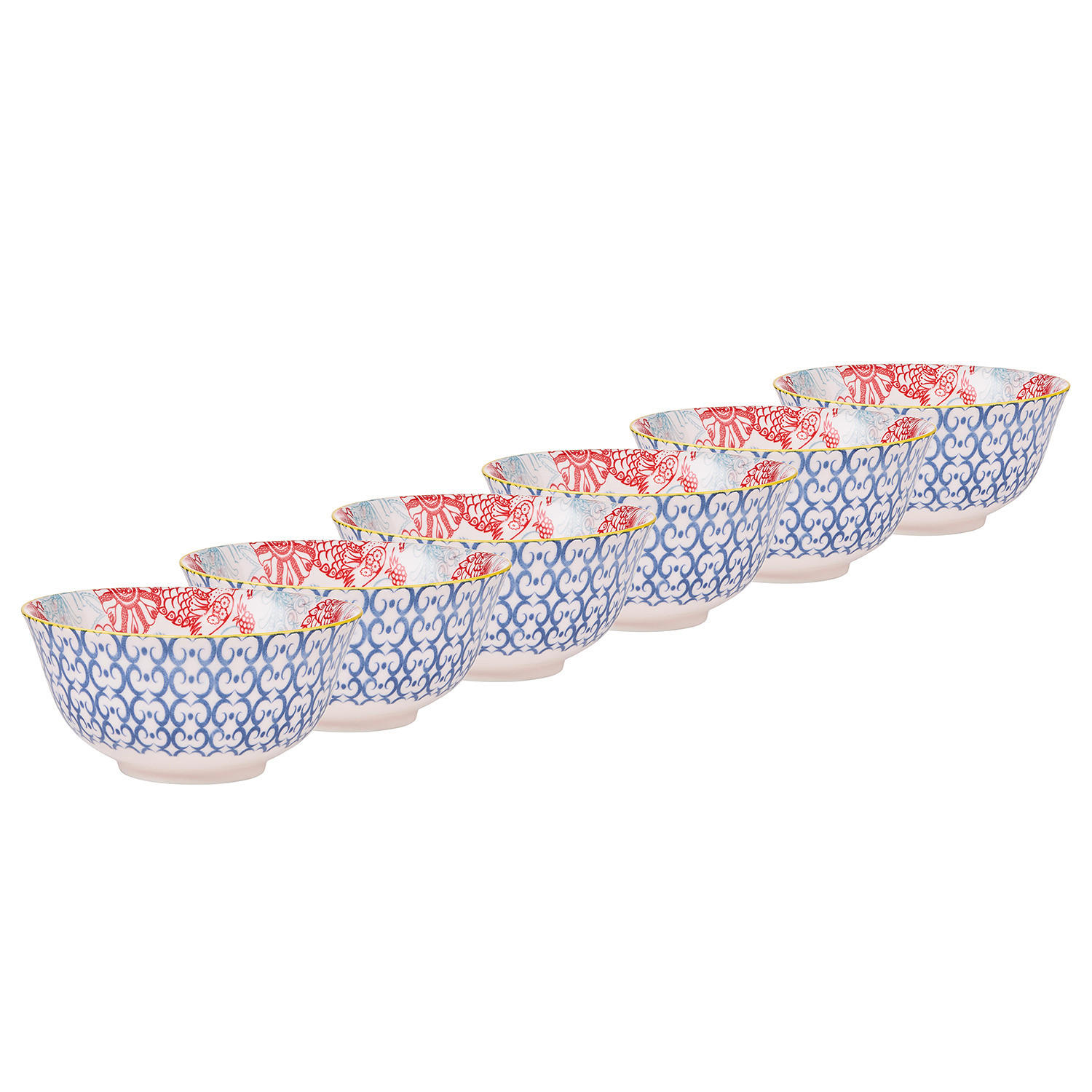 SCHALE (6er Set) Ornaments - Blau, Keramik (15/15/7cm) - BUTLERS