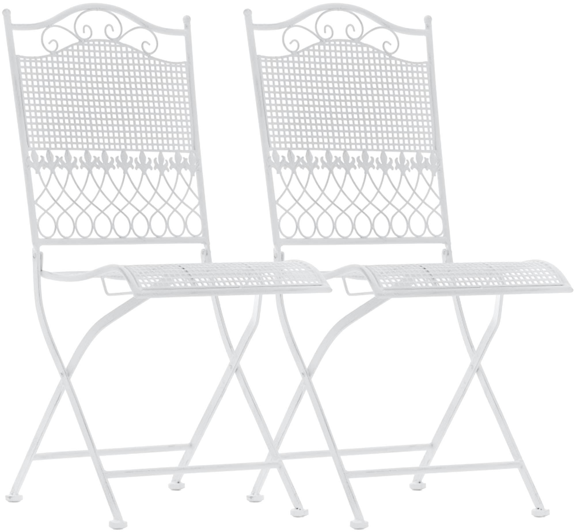 GARTENSTUHL 2er Set Metall Weiß - Weiß, Metall (41/91/50cm) - CLP